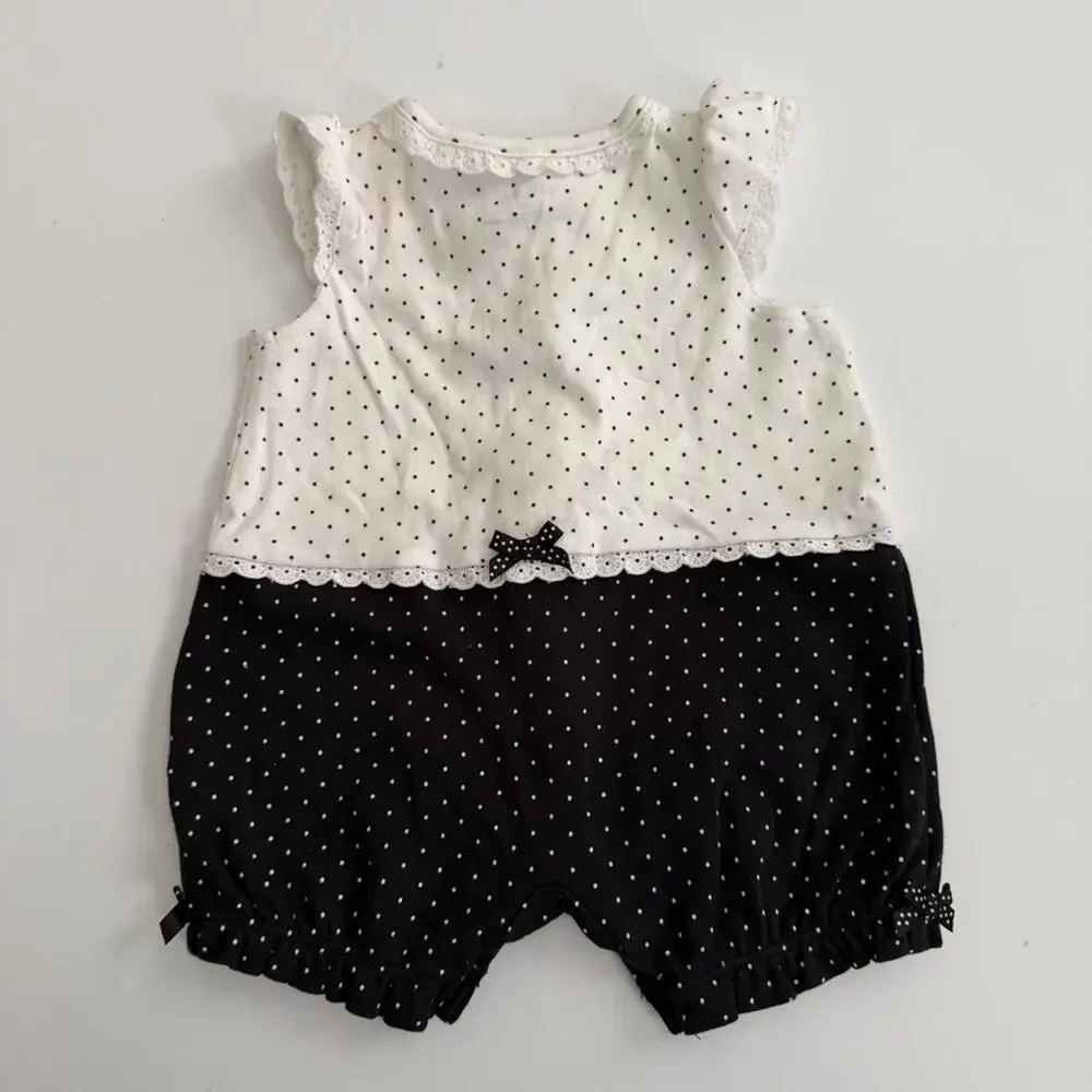 3x Carter’s Little Me romper ruffle puff short sleeve pink purple black